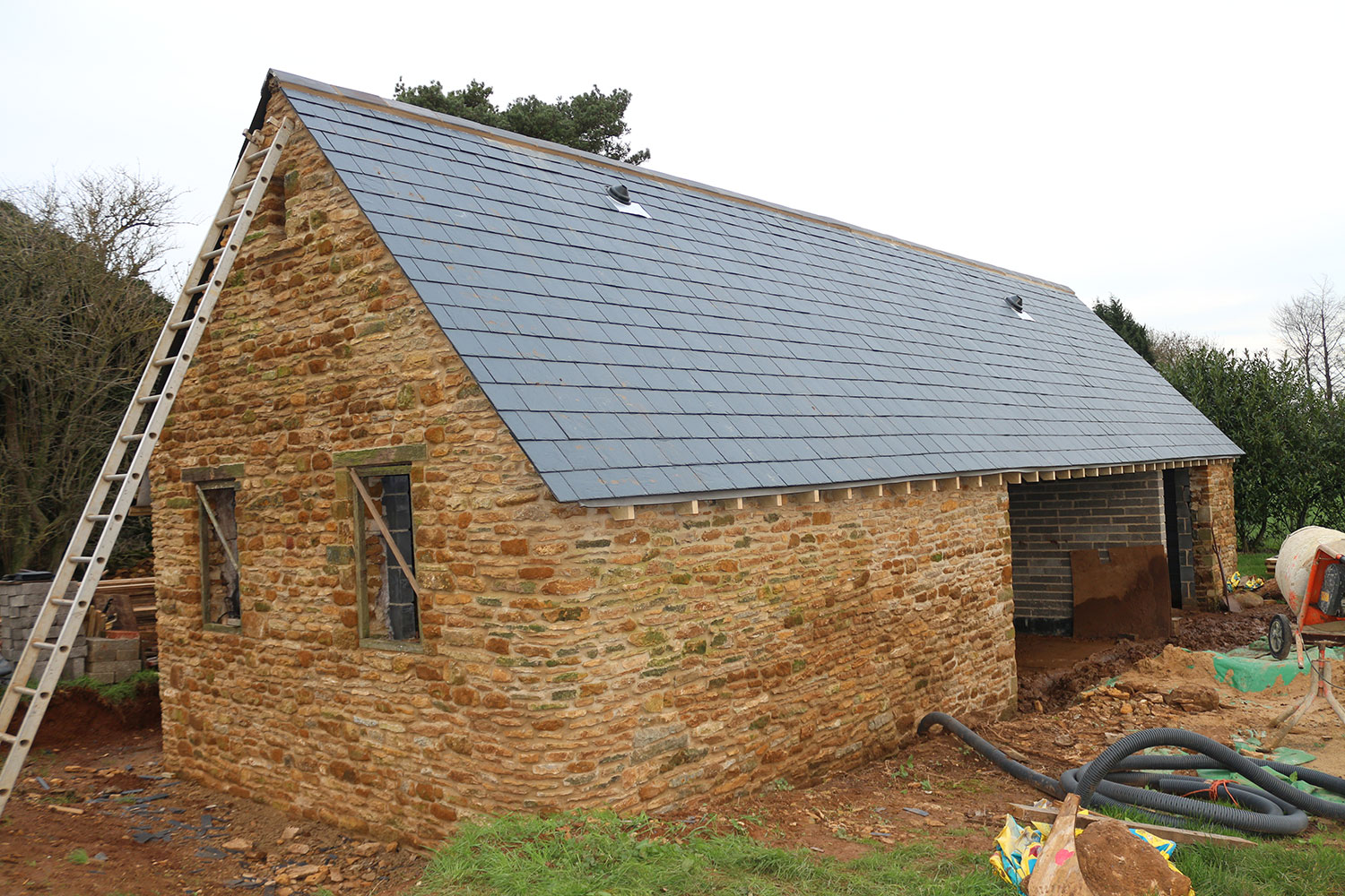 The new roof finished and slated.
